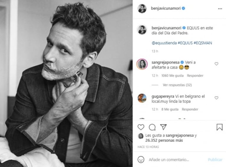 Pícaro comentario de China Suárez al ver una foto sensual de Benjamín Vicuña: "Vení a afeitarte a casa"