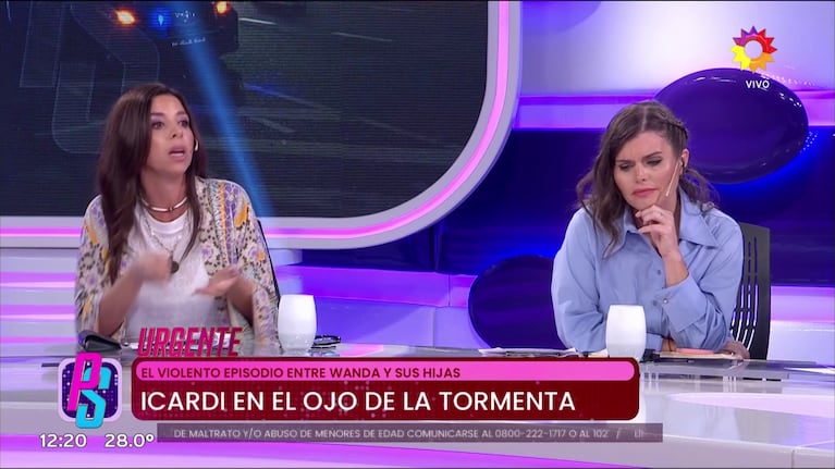 Pochi de Gossipeame y Angie Balbiani se cruzaron en Puro Show (Foto: captura de eltrece).