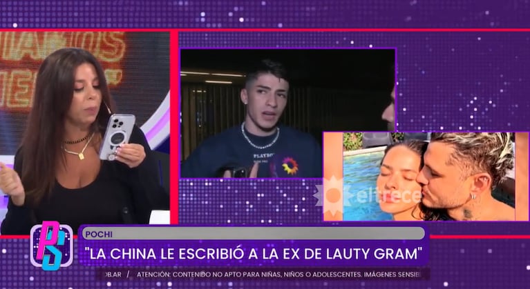 Pochi reveló los mensajes de China a la ex de Lauty Gram. Foto: captura eltrece