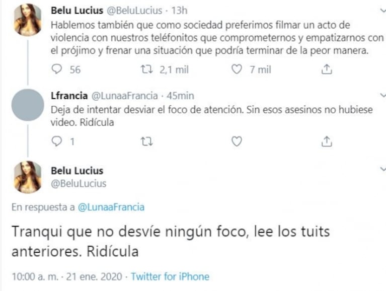 Polémica por la opinión de Belu Lucius sobre el asesinato de Fernando Báez Sosa: "Seguramente ninguno de los 10 culpables quería matarlo"