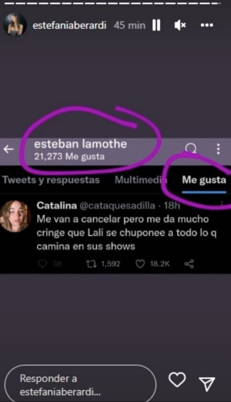 Polémico "me gusta" de Esteban Lamothe a un mensaje contra Lali Espósito: "Me da cringe"