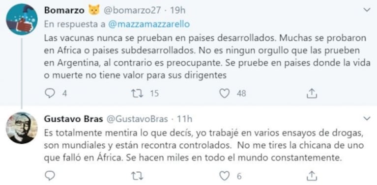 Polémico tweet de Marcelo Mazzarello sobre las pruebas de la vacuna contra el Covid-19 en la Argentina: "Nos consideran parte de África"