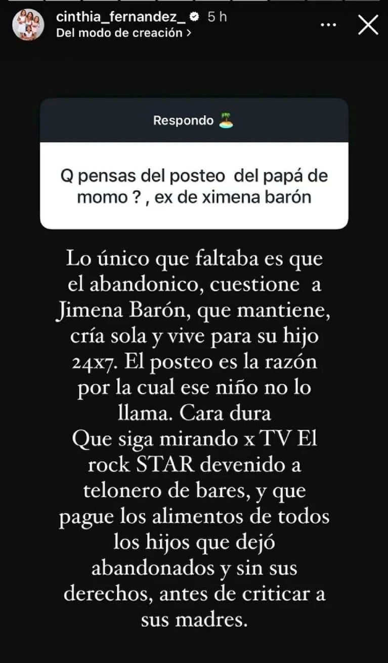 Por qué Cinthia Fernández destrozó a Daniel Osvaldo y bancó públicamente a Jimena Barón