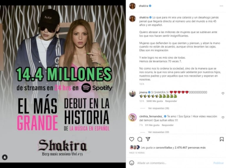 Profundo descargo de Shakira tras las fuertes repercusiones de su tema en contra de Piqué: "Este logro no es mío, sino de todas"