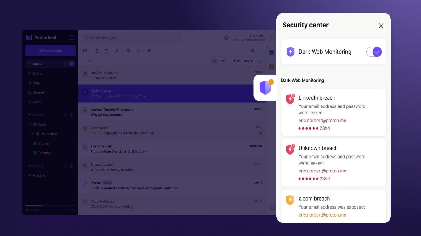 Proton Mail evaluará la ‘dark web’ y avisará si hay credenciales filtradas: por qué crece la ciberdelincuencia