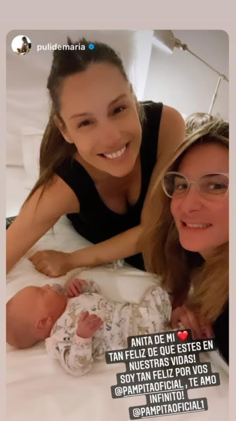 Puli Demaría compartió una tierna foto del momento en el que conoció a Ana, la hija de Pampita: "Tan feliz""