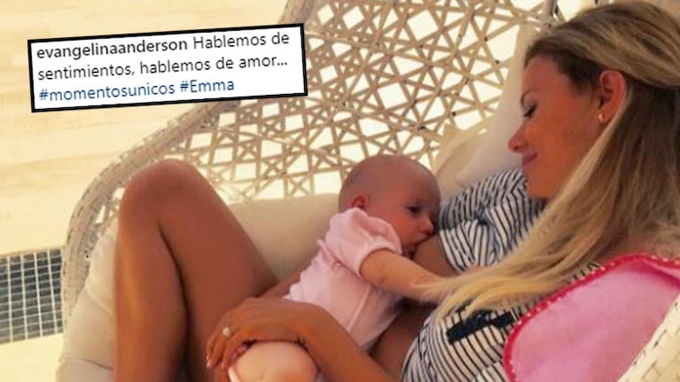 ¡Puro amor! La tierna foto de Evangelina Anderson dándole la teta a Emma