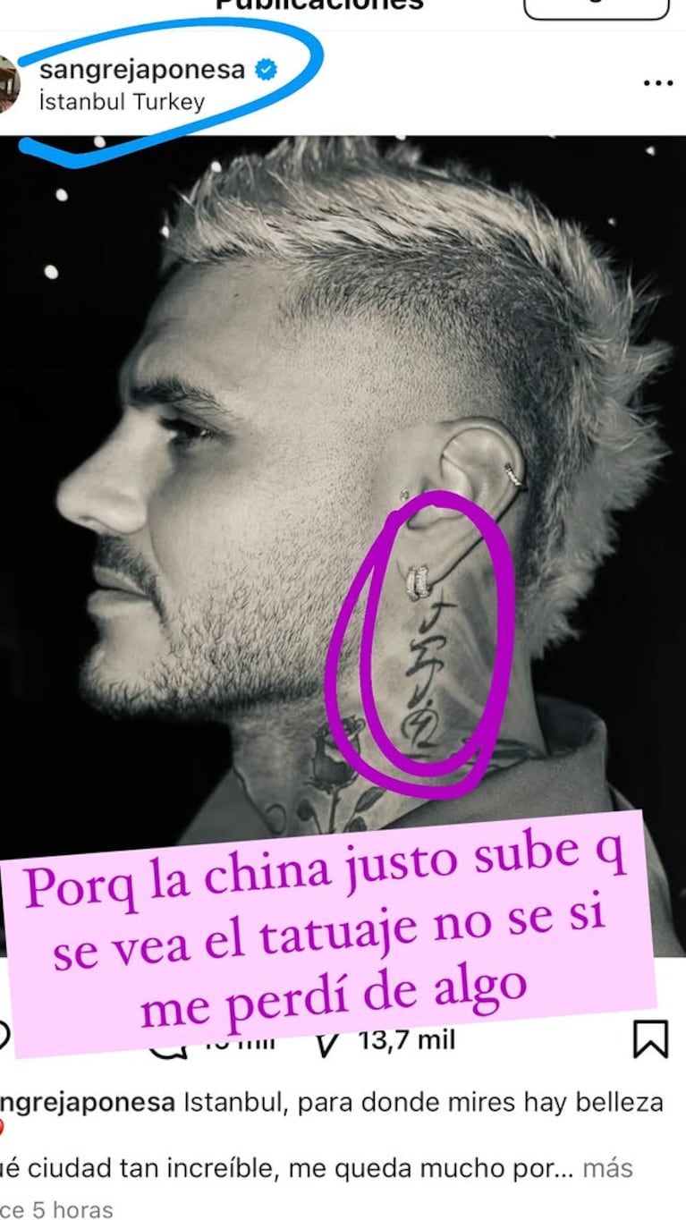 Qué dice el nuevo tatuaje en japonés que Mauro Icardi se hizo en el cuello, ¿por la China Suárez?