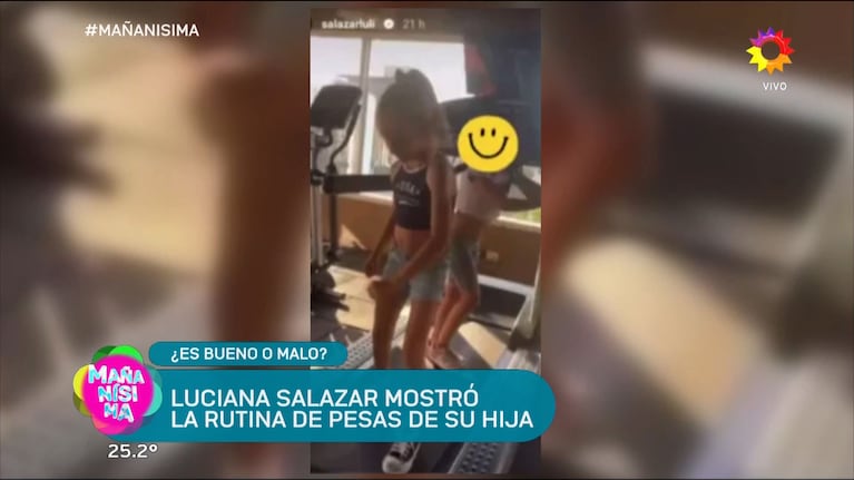 Qué dijo un médico al ver las fotos de la hija de Luciana Salazar entrenando en un gimnasio