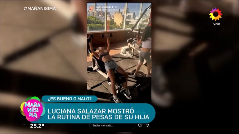 Qué dijo un médico al ver las fotos de la hija de Luciana Salazar entrenando en un gimnasio