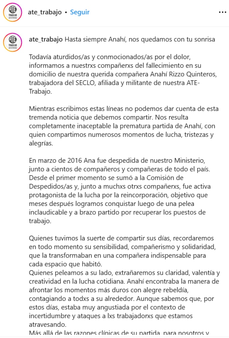 Quién era Anahí, la hija de Raúl Rizzo que falleció a los 34 años: “Aturdidos y conmocionados por el dolor”