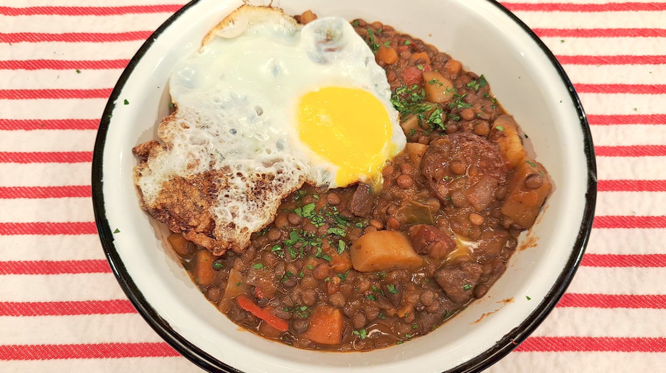 Receta fácil para un guiso de lentejas al disco