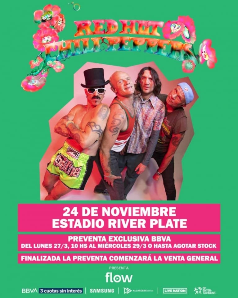 Red Hot Chili Peppers en Argentina: cuándo es el show y cómo sacar las entradas