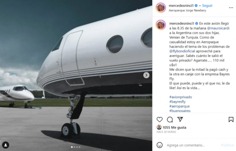 Revelaron cuántos miles de dólares costó el vuelo privado de Mauro Icardi para volver a la Argentina