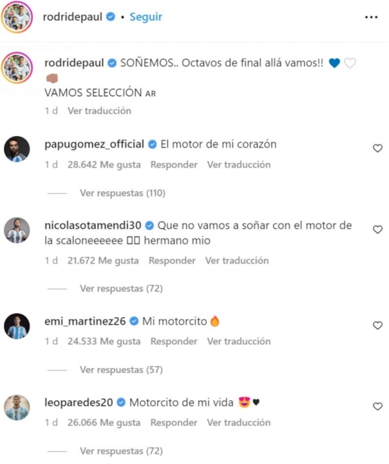 Revelaron el nuevo apodo de Rodrigo de Paul: se lo pusieron sus compañeros en el Mundial Qatar 2022