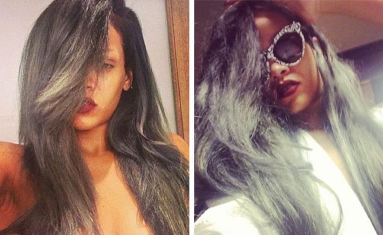 Rihanna se tiñó mechones canosos. (Fotos: Web)