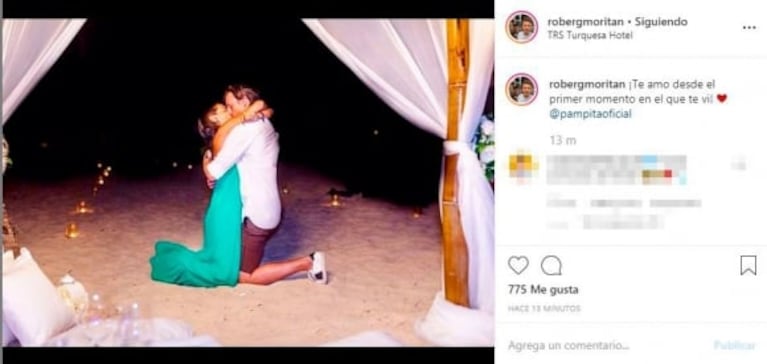 Roberto García Moritán, tras el anuncio de su boda con Pampita: "¡Te amo desde el primer día en que te vi!"