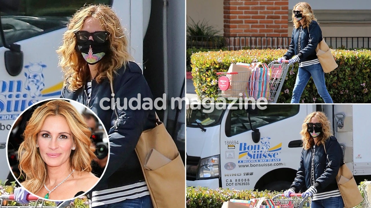 Roberts fue a hacer las compras con una máscara muy fashion. Fotos: The Grosby Group.