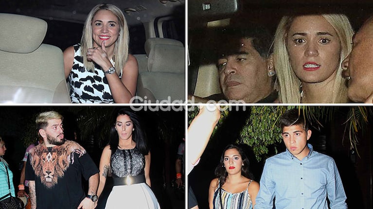 Rocío Oliva, Diego Maradona, Diego Junior, Nunzia Pennino, Jana Maradona y Gabriel Pagani festejaron Navidad en Familia. (Foto: Movilpress - Ciudad.com)