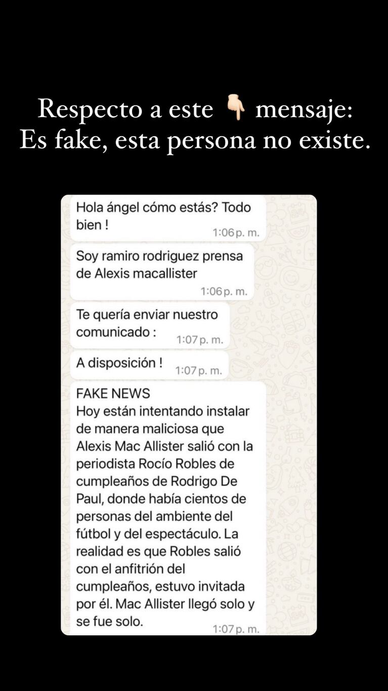 Rocío Robles negó los affaires con Alexis Mac Allister y Rodrigo De Paul.