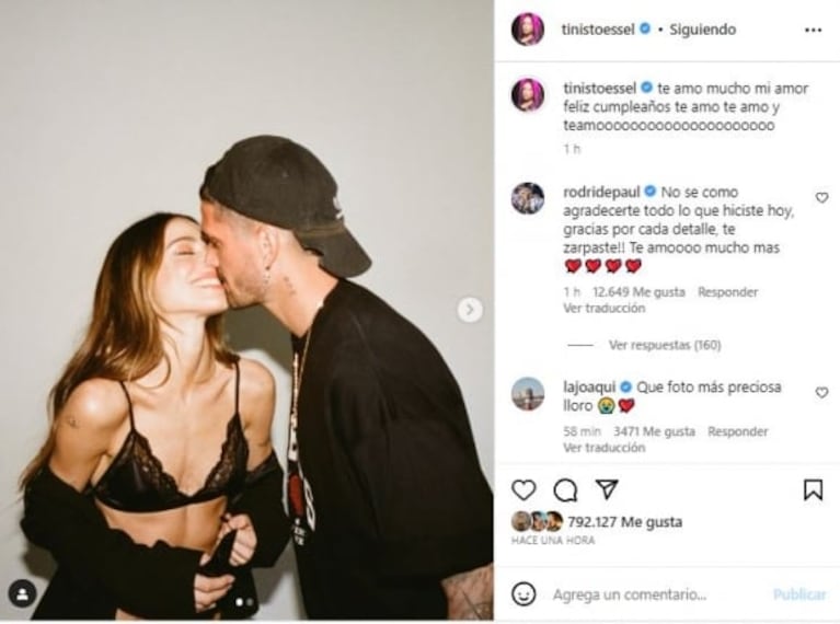 Rodrigo de Paul se conmovió por los gestos de Tini Stoessel en su cumpleaños: "¡Te zarpaste!"