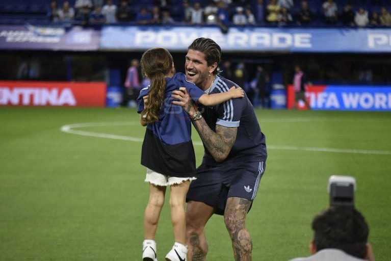 Rodrigo de Paul y su hija Francesca. Foto: captura ESPN