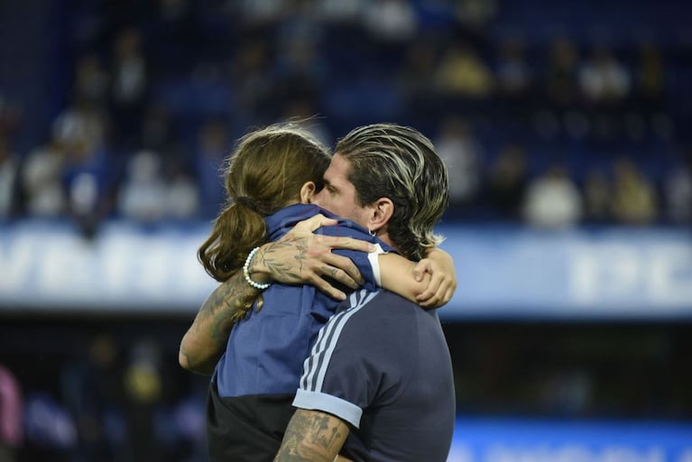 Rodrigo de Paul y su hija Francesca. Foto: captura ESPN