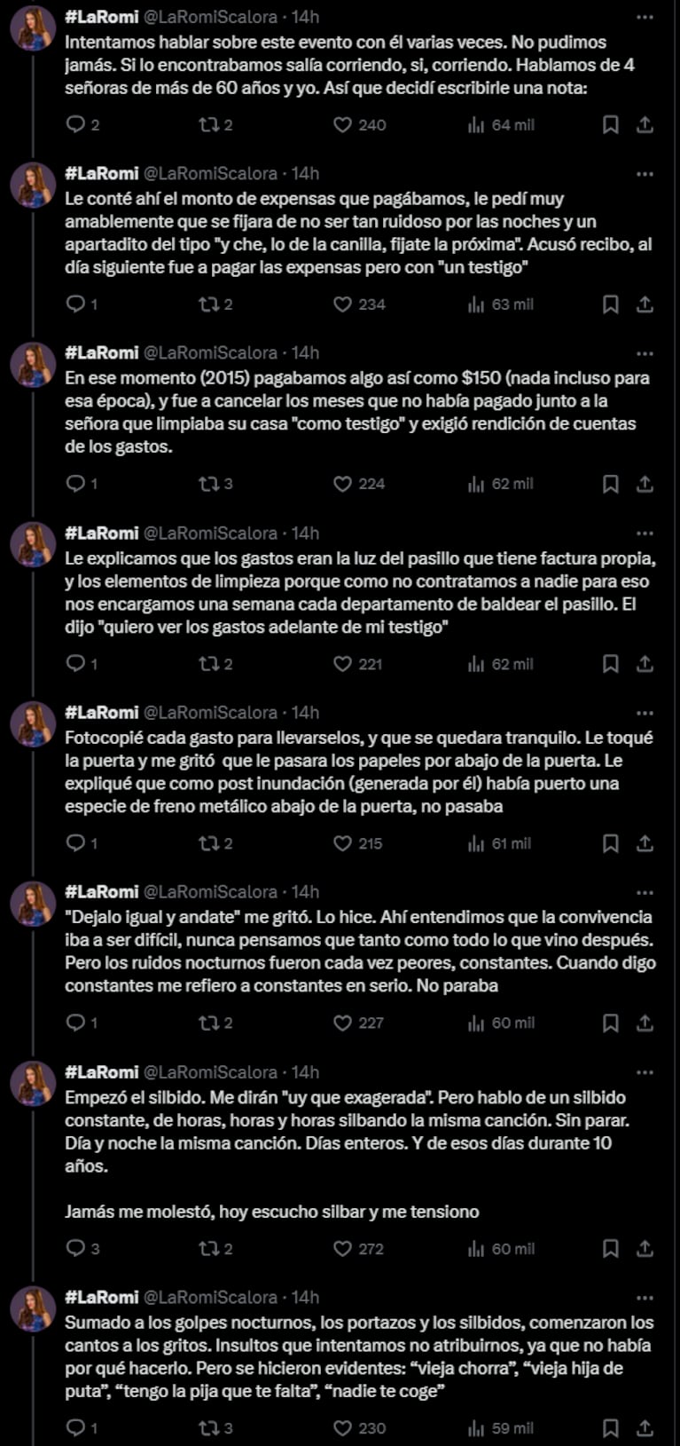 Romi Scalora reveló el drama que sufrió con un vecino que la hostigaba: “Arrastro esta historia hace 10 años”