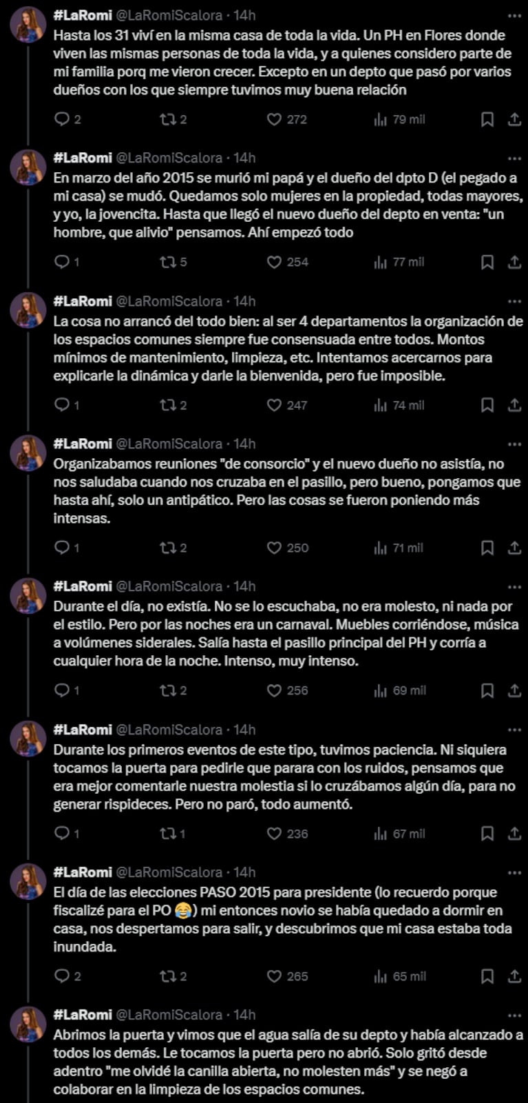 Romi Scalora reveló el drama que sufrió con un vecino que la hostigaba: “Arrastro esta historia hace 10 años”