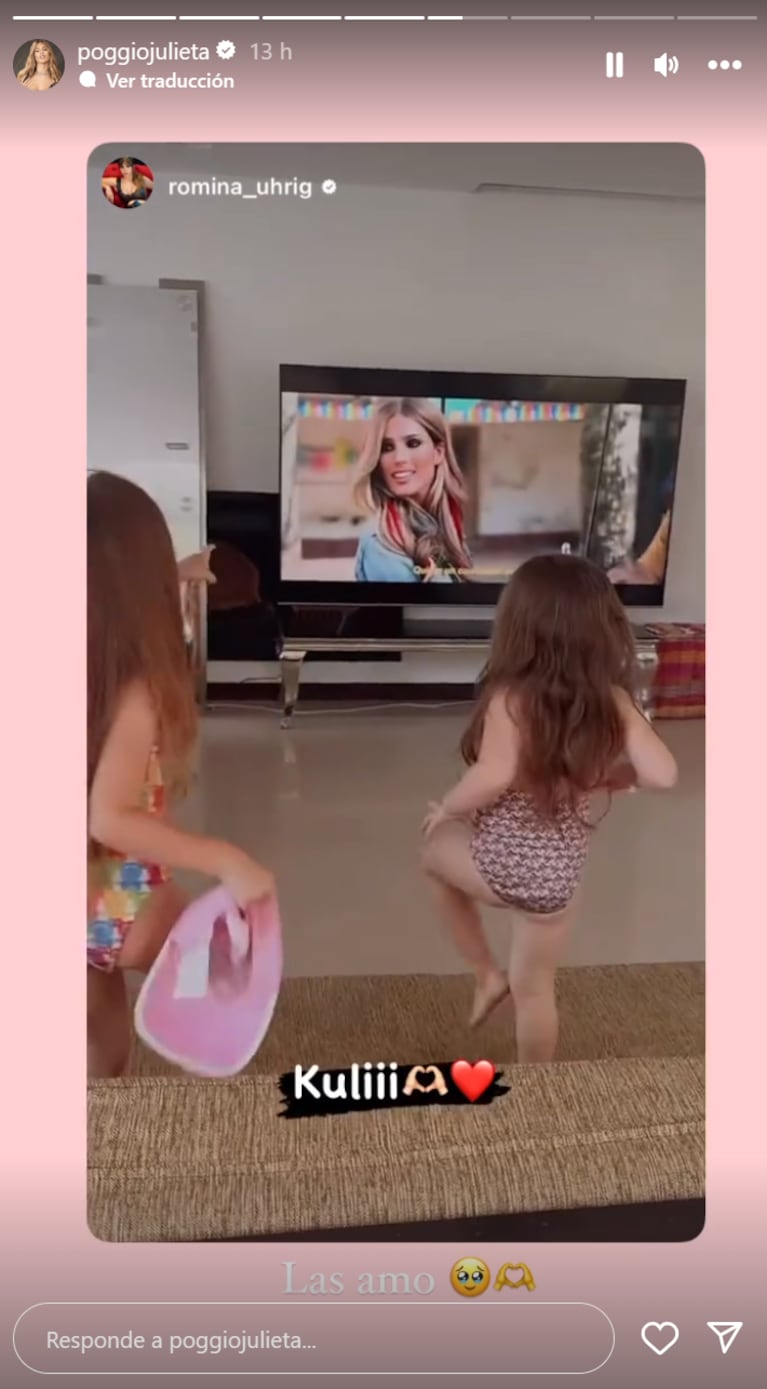 Romina Uhrig compartió la dulce reacción de sus hijas al ver a Julieta Poggio en la TV: “¡Culi!”