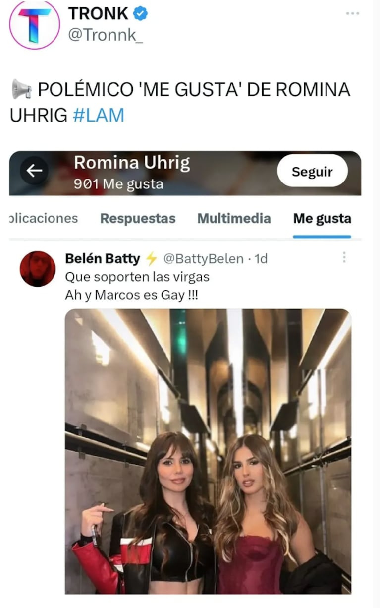 Romina Uhrig se defendió tras haber sido acusada de burlarse de la orientación sexual de Marcos Ginocchio