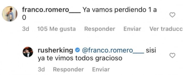 Rusherking cruzó a un seguidor que lo tildó de mufa por su canción alentando a la Selección Argentina