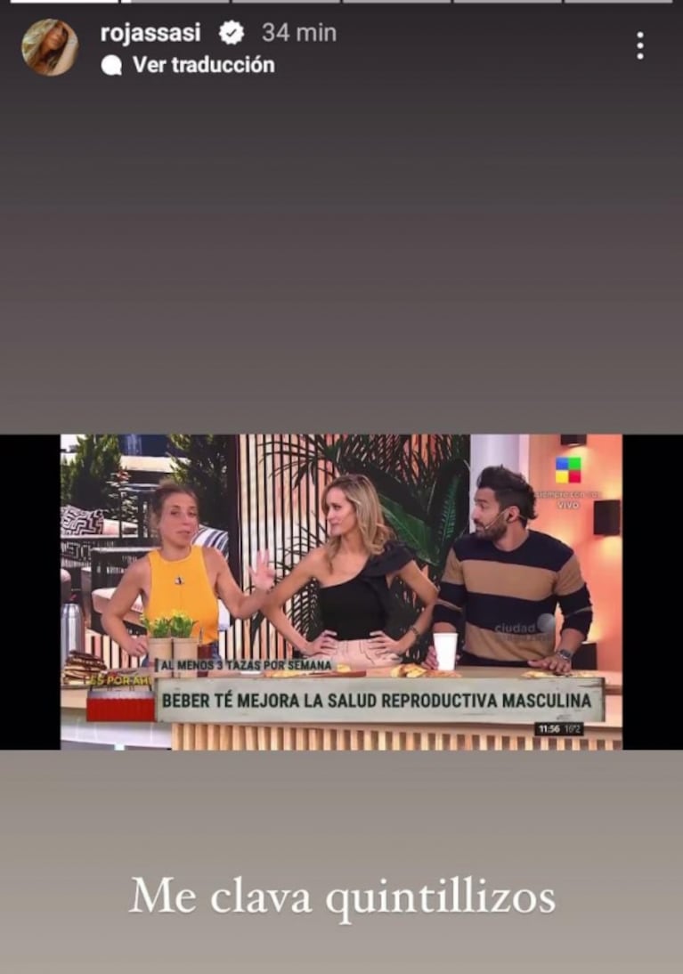 Sabrina Rojas mostró la reacción de Tucu López cuando le dijo por chat que quiere empezar a buscar un bebé