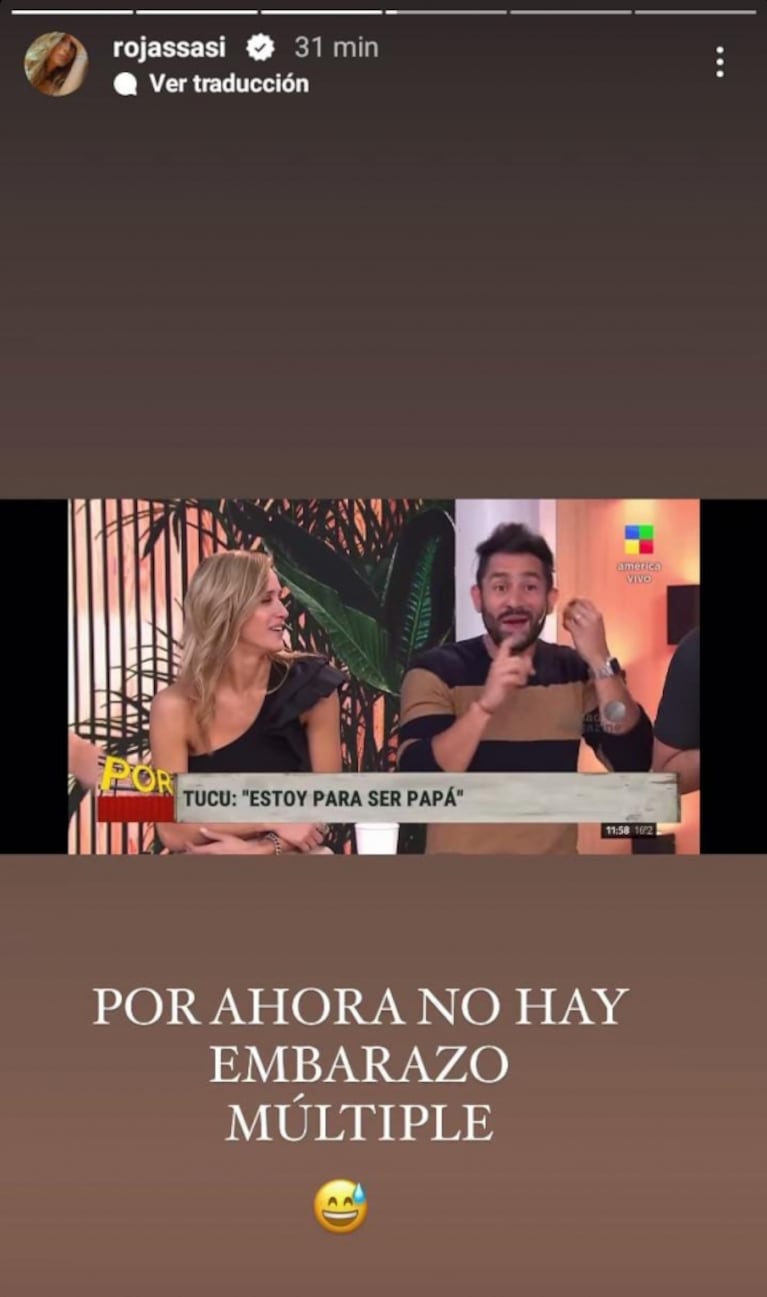 Sabrina Rojas mostró la reacción de Tucu López cuando le dijo por chat que quiere empezar a buscar un bebé