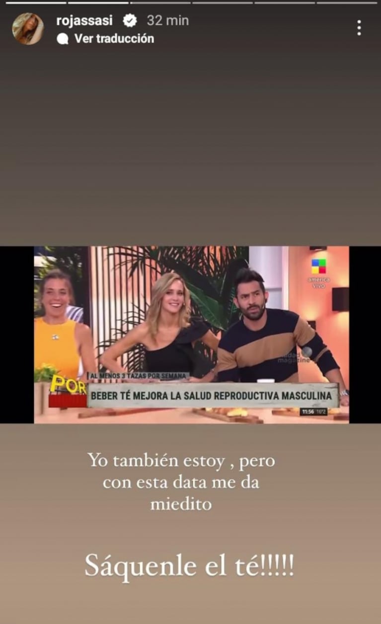 Sabrina Rojas mostró la reacción de Tucu López cuando le dijo por chat que quiere empezar a buscar un bebé