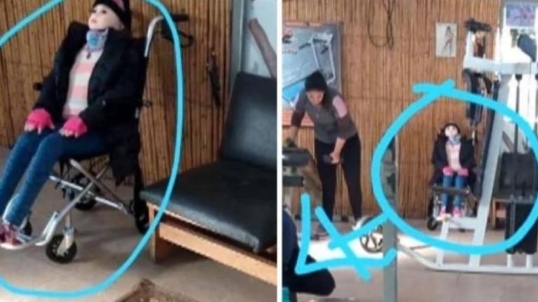 Sacó a pasear a su muñeca inflable y hasta le compró ropa