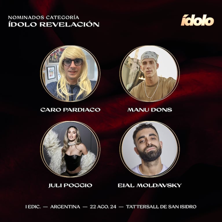 Se conocieron los nominados a los Premios Ídolo: Caro Pardíaco, Zaira Nara y Julieta Poggio a la cabeza