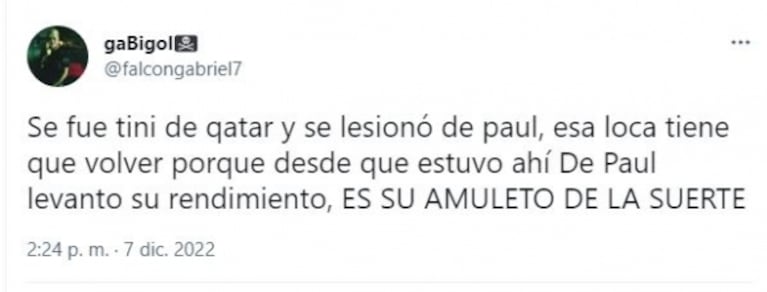 Se lesionó Rodrigo De Paul y las redes explotaron contra Tini Stoessel: "Qué le hiciste"