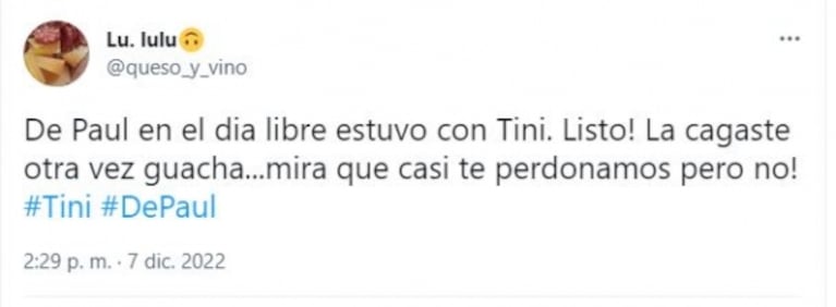 Se lesionó Rodrigo De Paul y las redes explotaron contra Tini Stoessel: "Qué le hiciste"