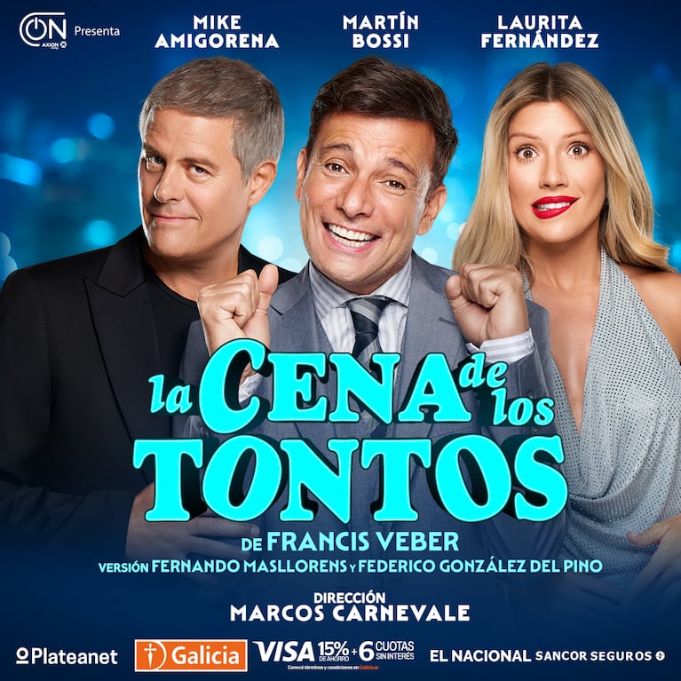 Se viene La cena de los tontos, la comedia que juntará a Martin Bossi, Mike Amigorena y Laurita Fernández  