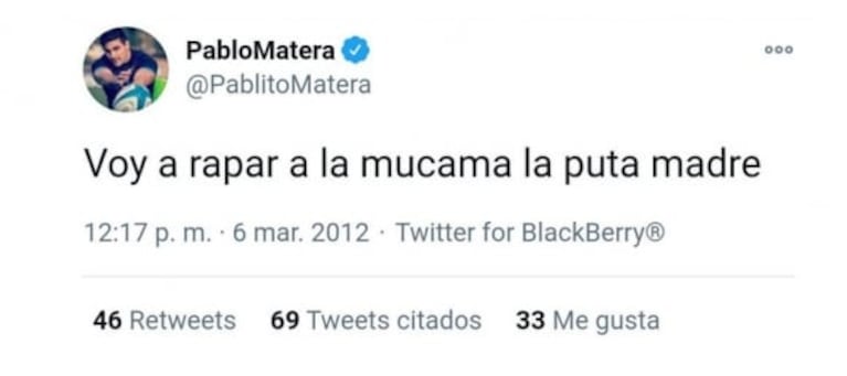 Se viralizaron escandalosos tweets del capitán de Los Pumas: "Linda mañana para salir en coche a pisar negros"