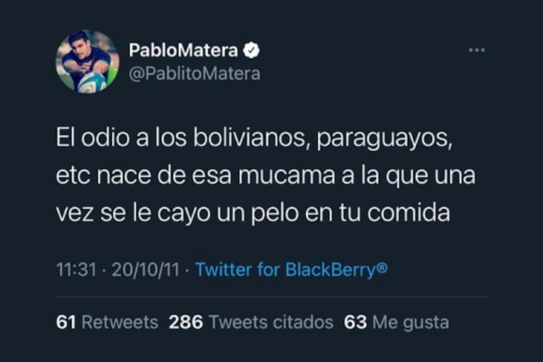 Se viralizaron escandalosos tweets del capitán de Los Pumas: "Linda mañana para salir en coche a pisar negros"