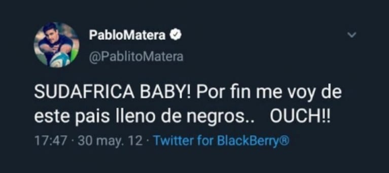 Se viralizaron escandalosos tweets del capitán de Los Pumas: "Linda mañana para salir en coche a pisar negros"