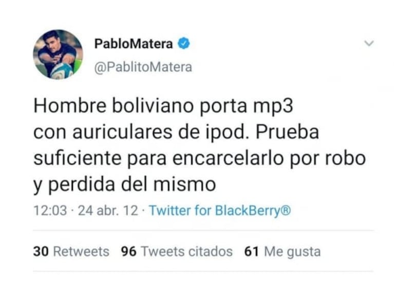 Se viralizaron escandalosos tweets del capitán de Los Pumas: "Linda mañana para salir en coche a pisar negros"