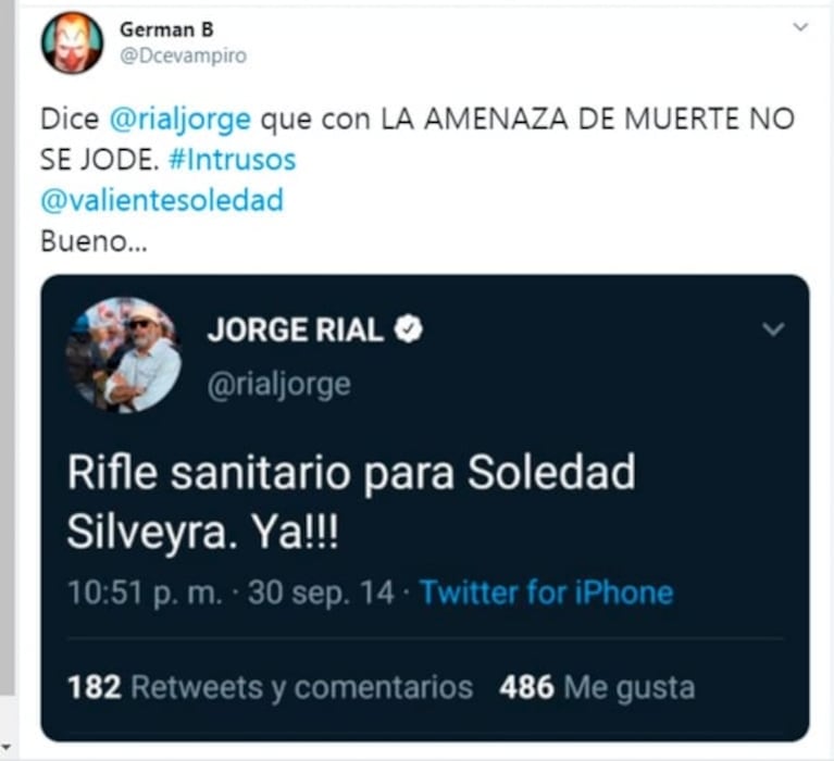 Se viralizó el repudiable tweet de Jorge Rial contra Soledad Silveyra que desencadenó su pelea