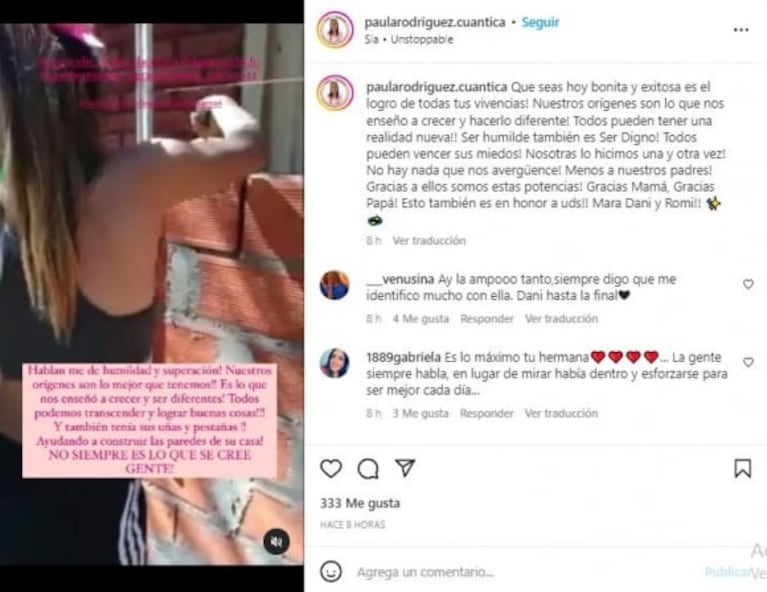 Se viralizó un video de Daniela Celis de Gran Hermano haciendo albañilería: "¡Ser humilde también es digno!"