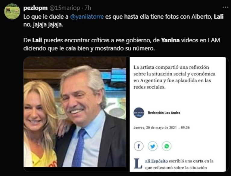 Se viralizó un video del día en que Yanina Latorre visitó a Alberto Fernández en la Casa Rosada