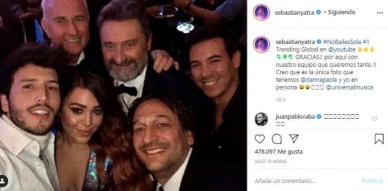 Sebastián Yatra publicó su primera foto junto a Danna Paola, tras los rumores de affaire: "No bailes sola es 1 en trending global"