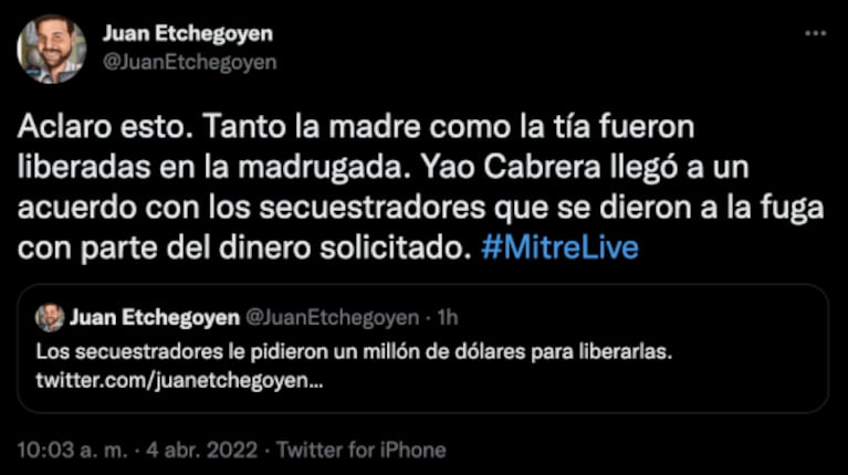 Secuestraron a la mamá de Yao Cabrera en Uruguay: "Le pidieron un millón de dólares y se dieron a la fuga"