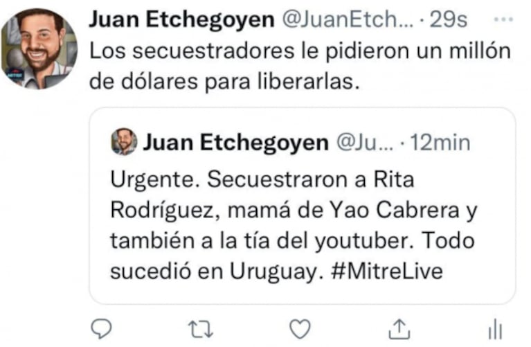 Secuestraron a la mamá de Yao Cabrera en Uruguay: "Le pidieron un millón de dólares y se dieron a la fuga"